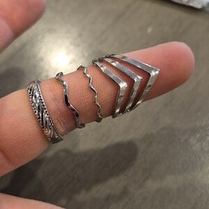 💙 4 Pcs Set Of Elegant Hypoallergenic Silver-Tone Stacking Dainty Rings Set E